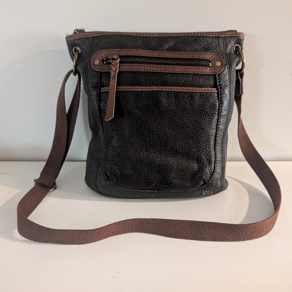 The Sak Two Tone Brown Crossbody Leather Accessory Bag
